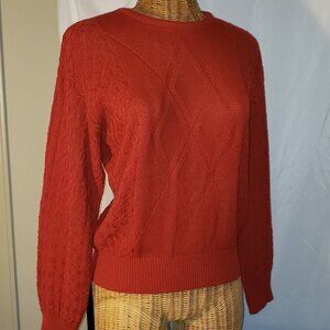 Ladies Vintage LADY ANNE Knit Crew Neck Sweater in Red - S